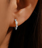 Elegant Opal Hoop Earrings with  Rhodium Finished – Eleanor