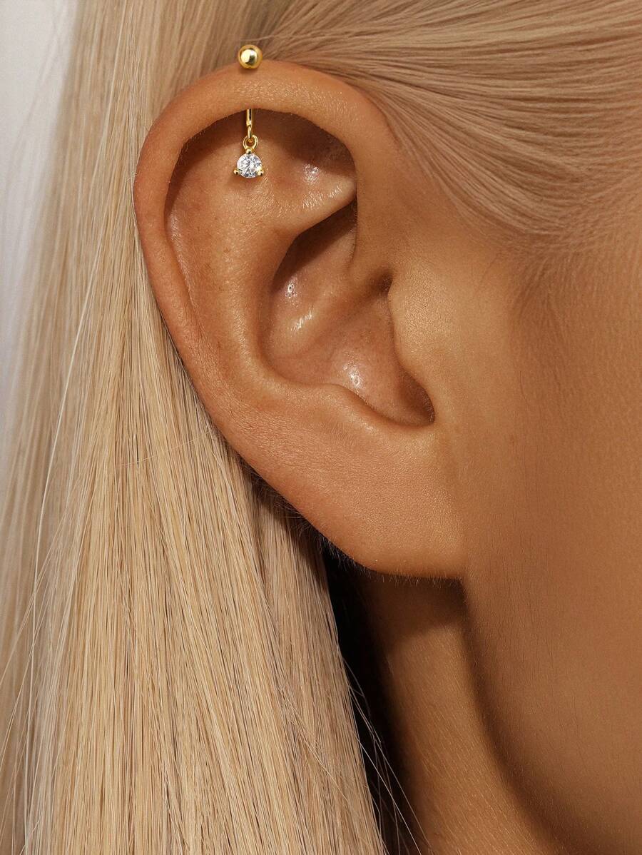Snowflake Vertical Thread Piercing with Cubic Zirconia - Mathaye