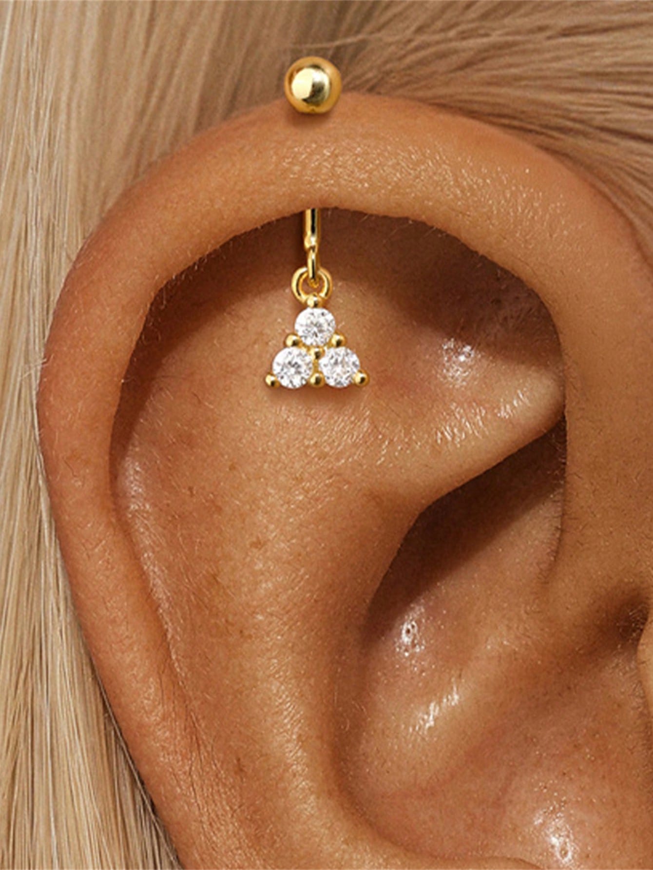Snowflake Vertical Thread Piercing with Cubic Zirconia - Mathaye