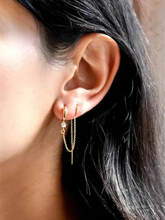 Threader Hoop Earrings with Ultra Shine Cubic Zirconia – Grisselle