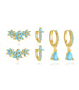 Turquoise Flower Drop Hoop Earrings – Luna