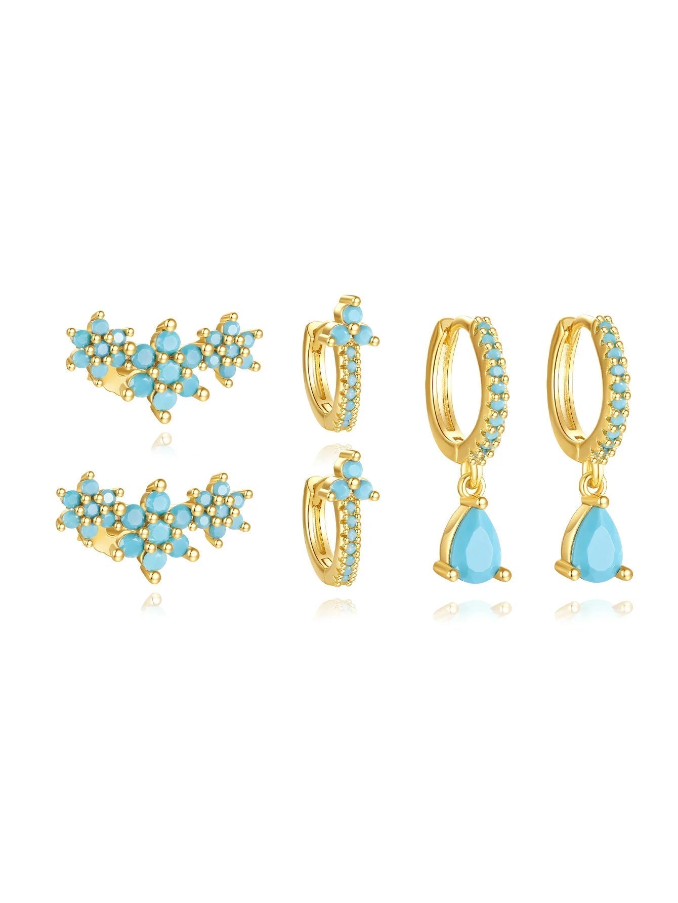 Turquoise Flower Drop Hoop Earrings – Luna