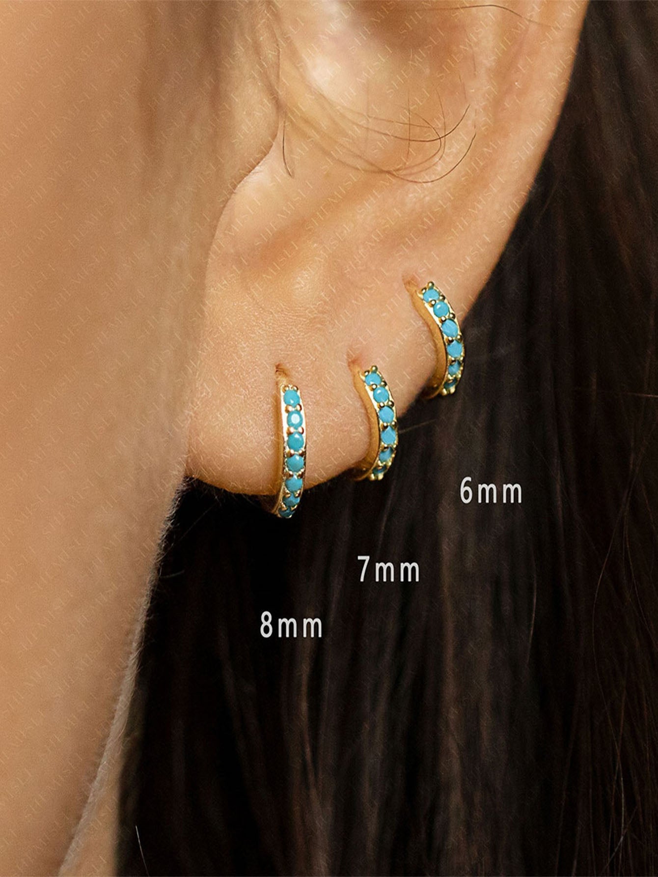 Turquoise Hoop Huggies Earrings with Dainty Design – Sleford