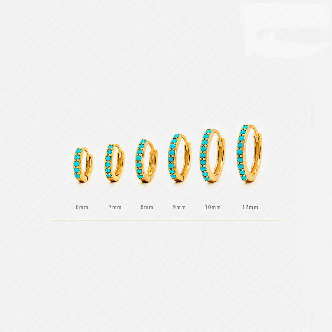 Turquoise Hoop Huggies Earrings with Dainty Design – Sleford