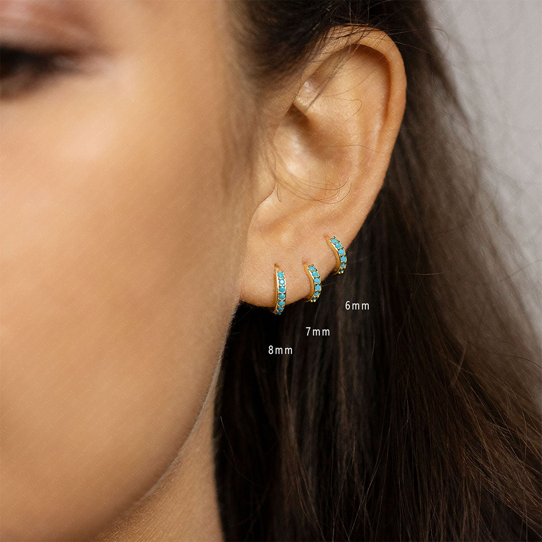 Turquoise Hoop Huggies Earrings with Dainty Design – Sleford