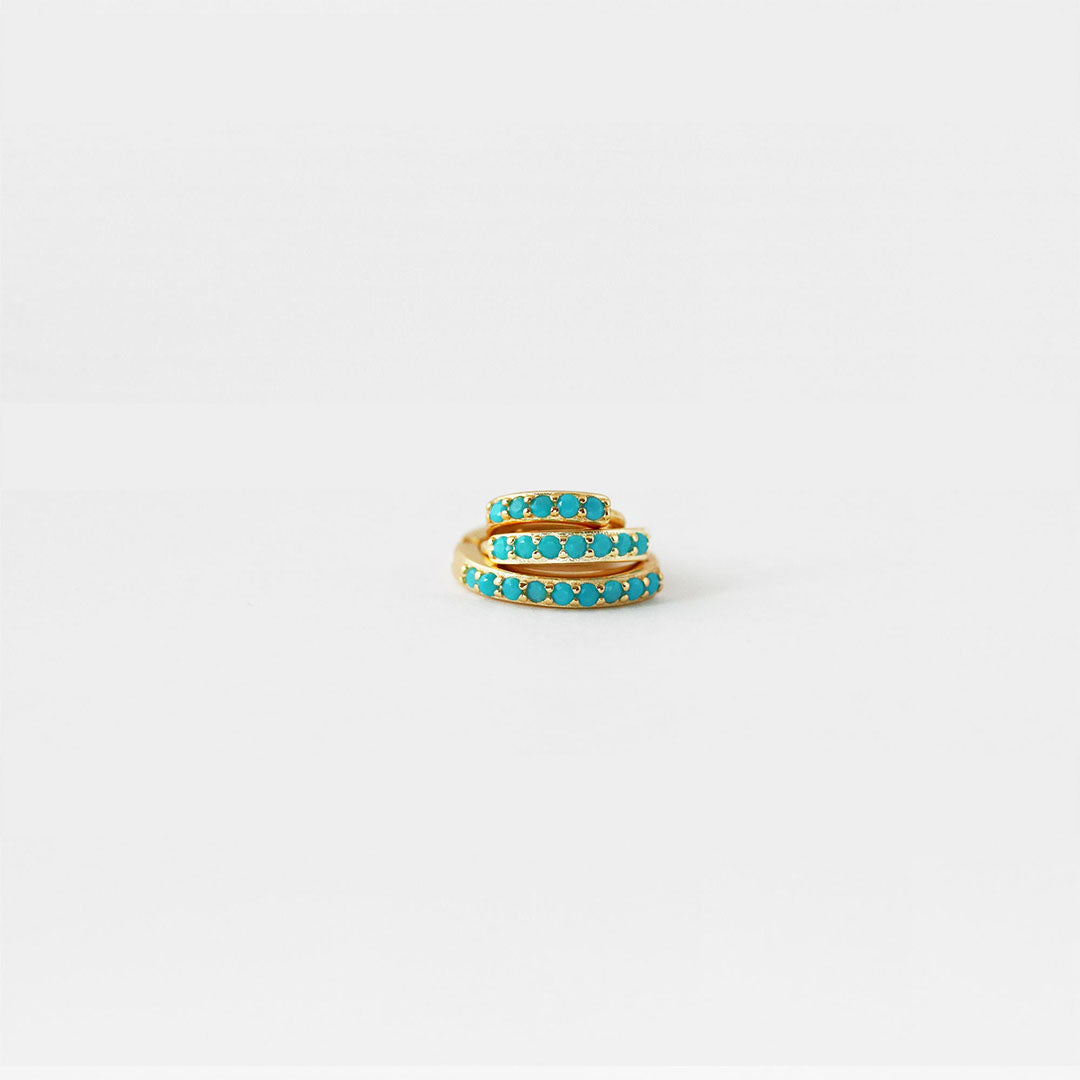 Turquoise Hoop Huggies Earrings with Dainty Design – Sleford