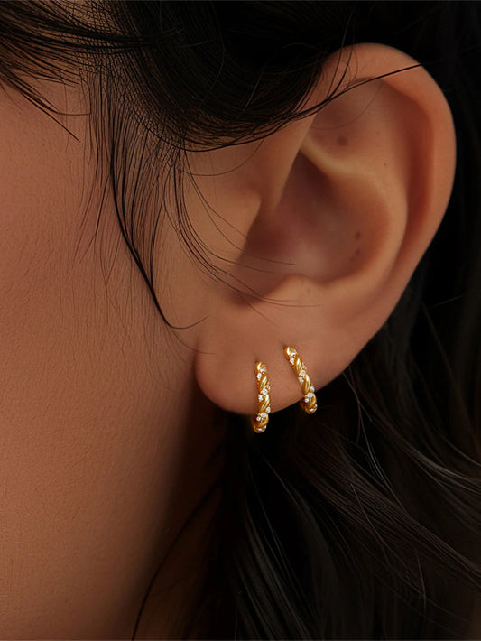 Twist Hoop Earrings with Cubic Zirconia – Bowcer