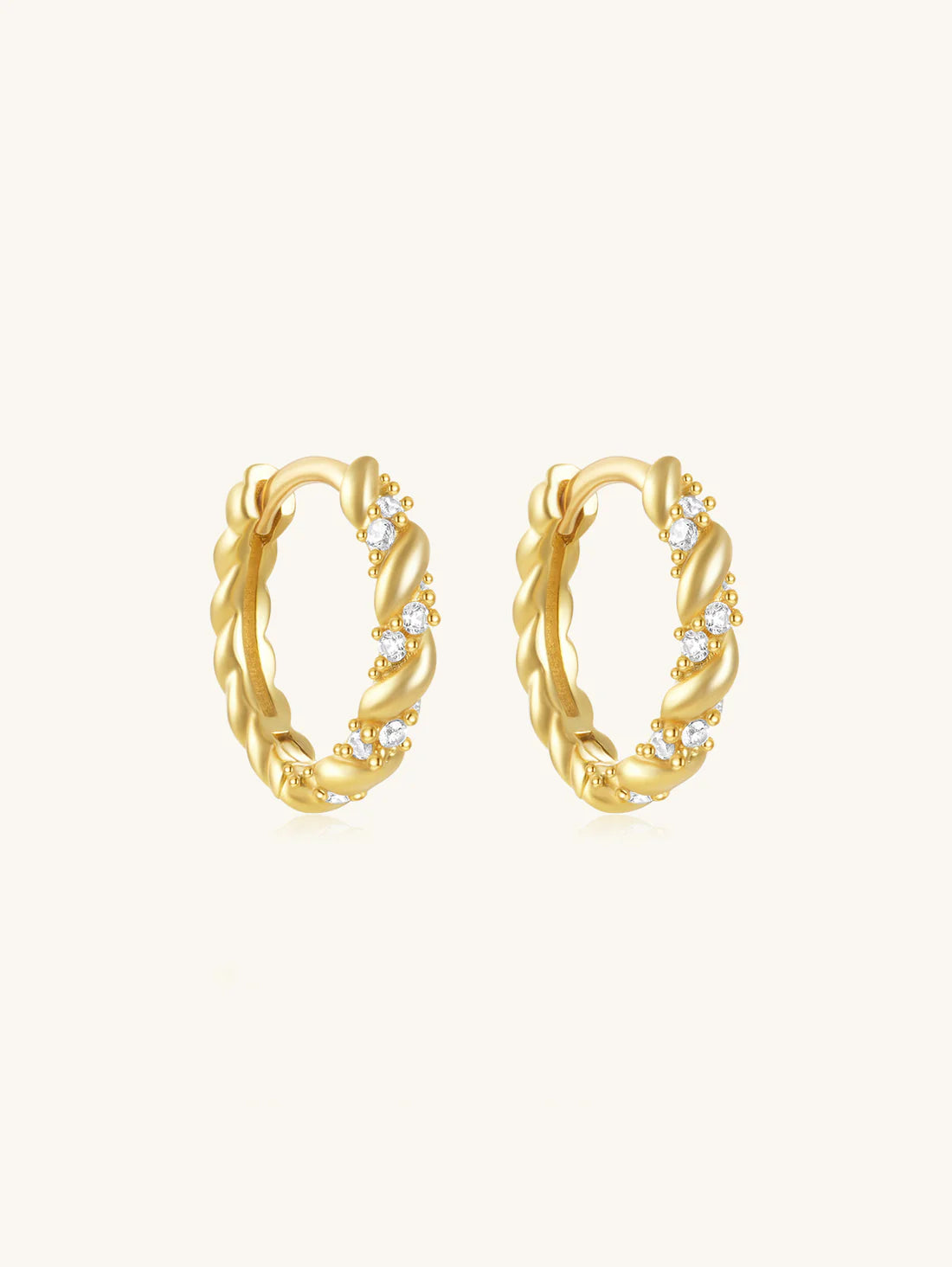 Twist Hoop Earrings with Cubic Zirconia – Bowcer