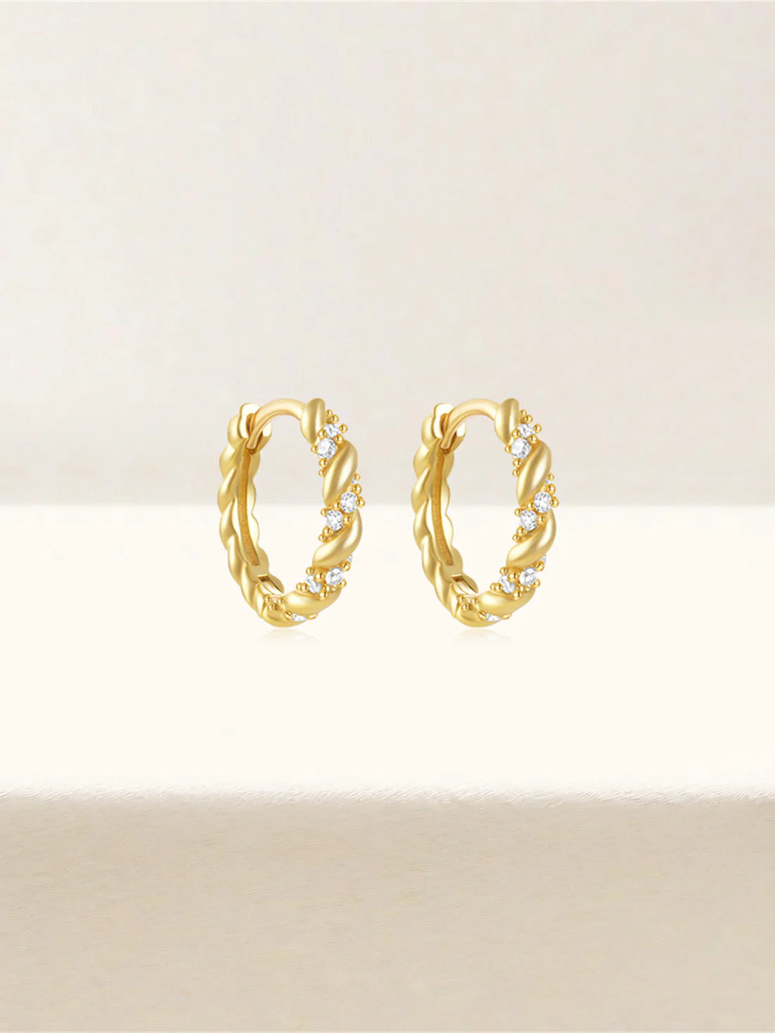 Twist Hoop Earrings with Cubic Zirconia – Bowcer