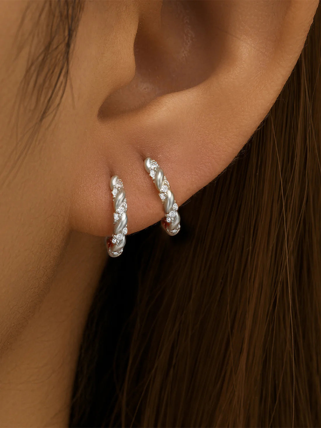 Twist Hoop Earrings with Cubic Zirconia – Bowcer
