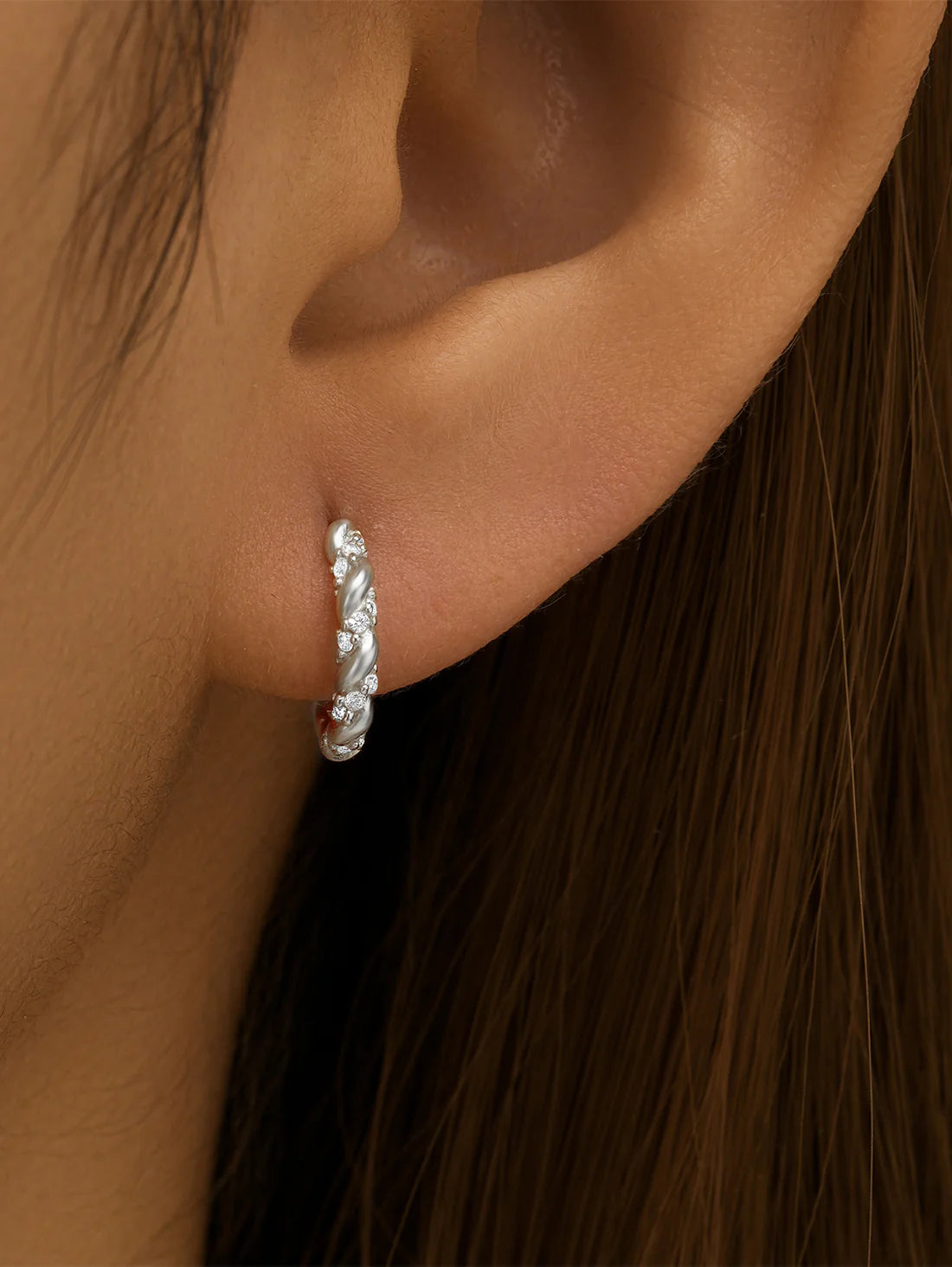 Twist Hoop Earrings with Cubic Zirconia – Bowcer