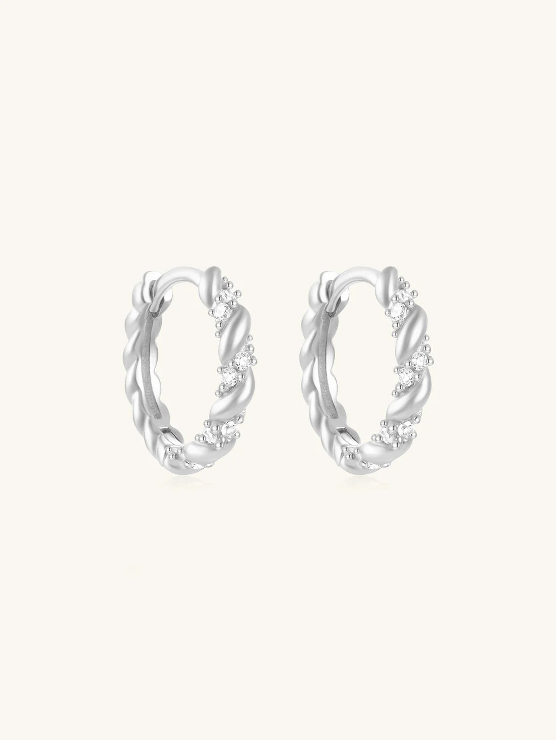 Twist Hoop Earrings with Cubic Zirconia – Bowcer