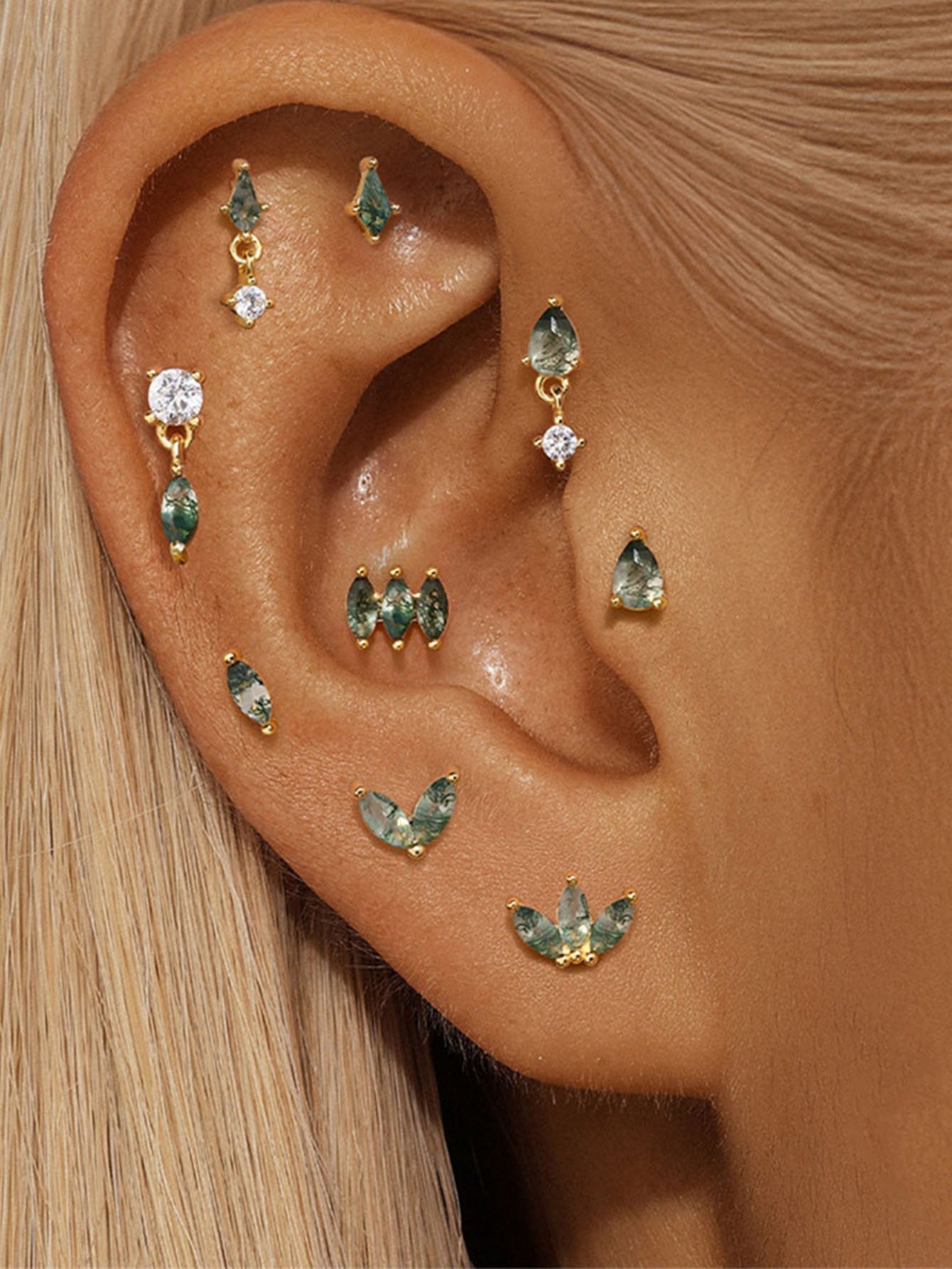 Water Grass Agate Ear Piercing Stud – Darcey