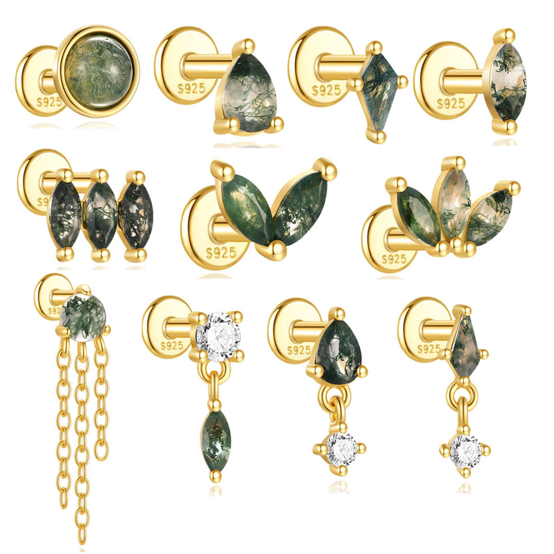 Water Grass Agate Ear Piercing Stud – Darcey