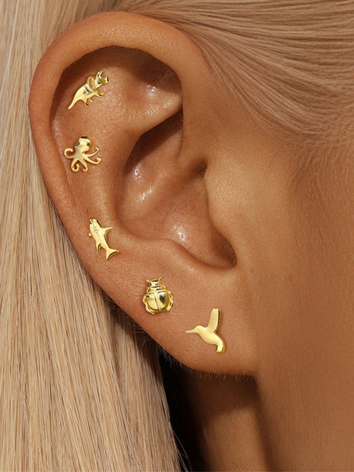 Waterproof Animal Design Ear Piercing Stud with Cubic Zirconia - Karina