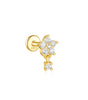 Waterproof Flower and Star Moon Stud Earrings with Cubic Zirconia - Zephora