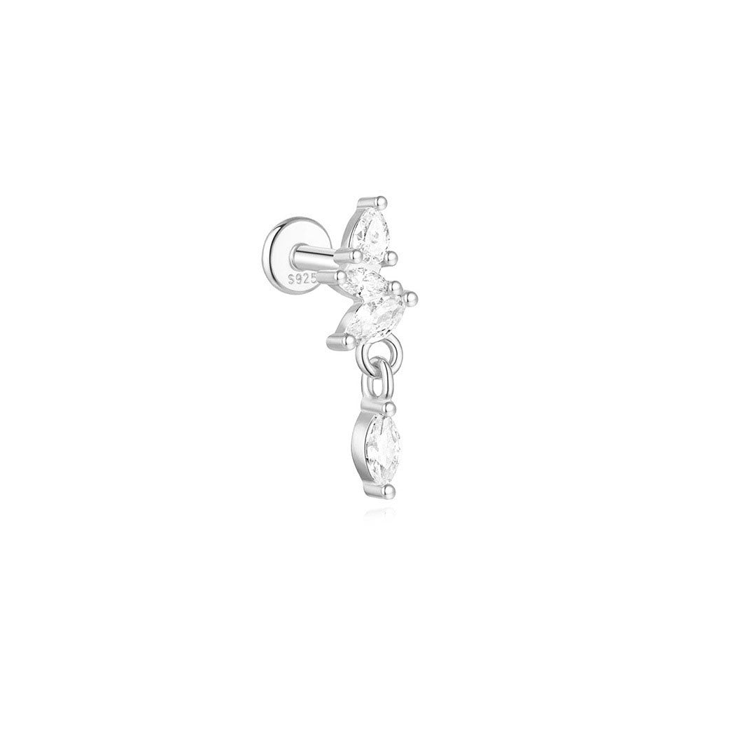 Waterproof Flower and Star Moon Stud Earrings with Cubic Zirconia - Zephora