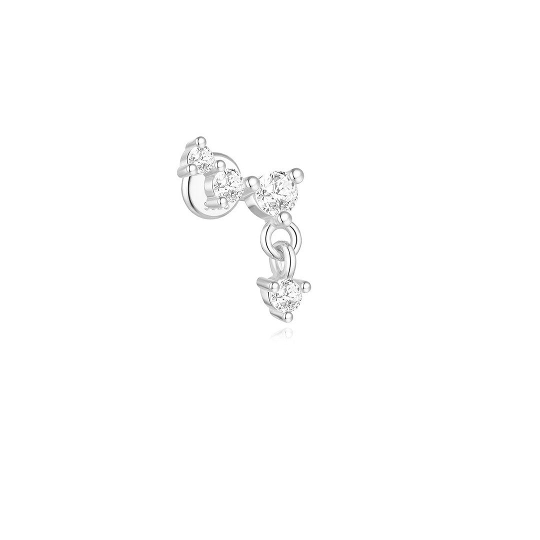 Waterproof Flower and Star Moon Stud Earrings with Cubic Zirconia - Zephora