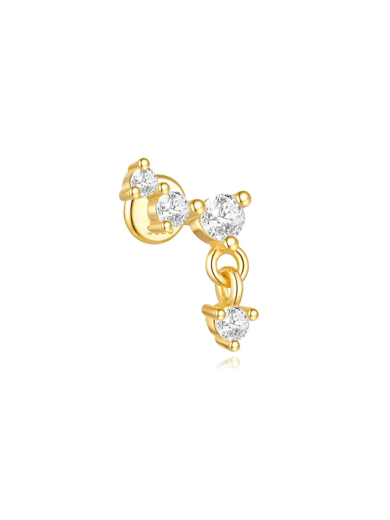 Waterproof Flower and Star Moon Stud Earrings with Cubic Zirconia - Zephora