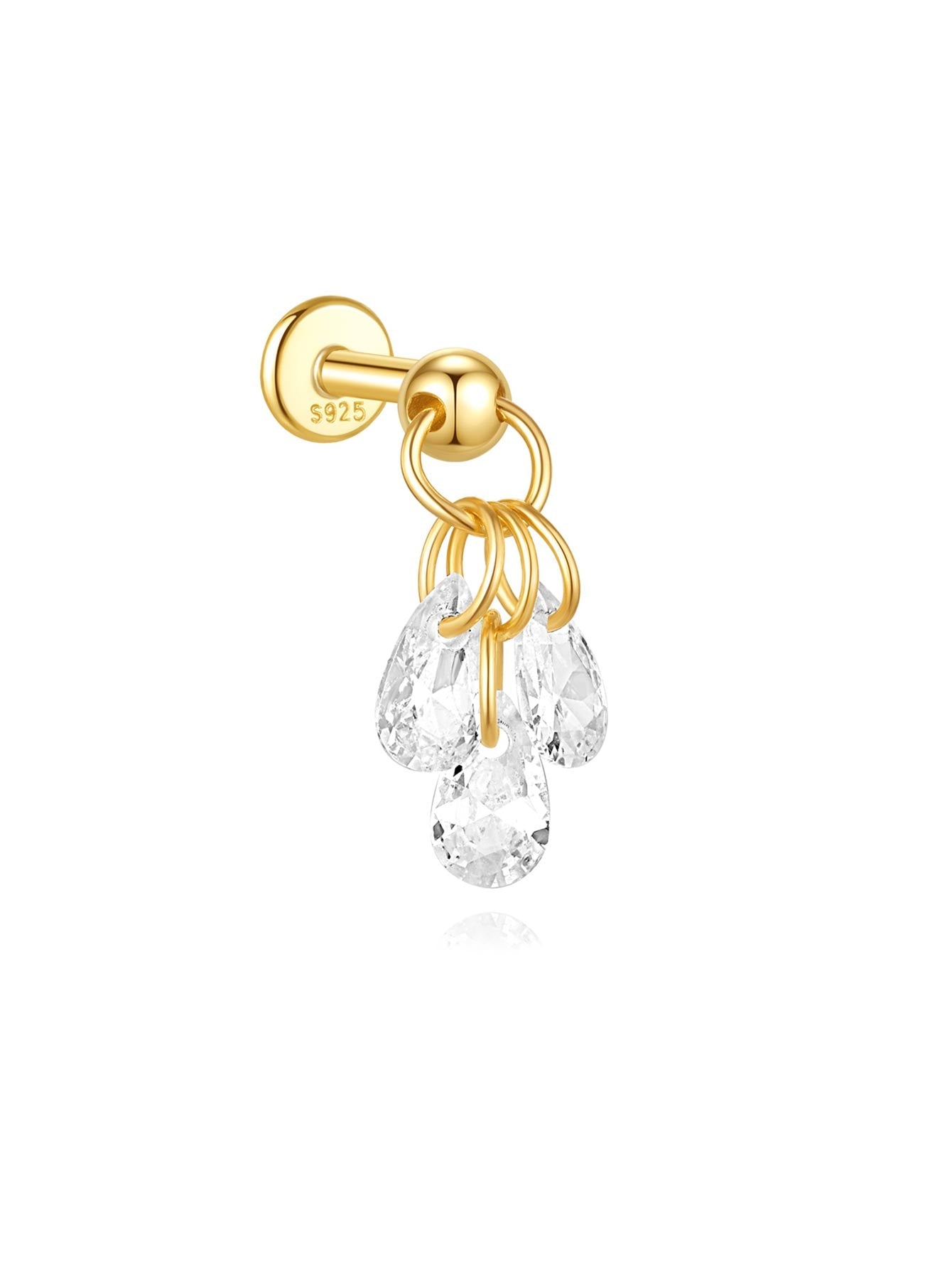 Waterproof Flower and Star Moon Stud Earrings with Cubic Zirconia - Zephora