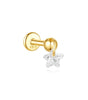Waterproof Flower and Star Moon Stud Earrings with Cubic Zirconia - Zephora