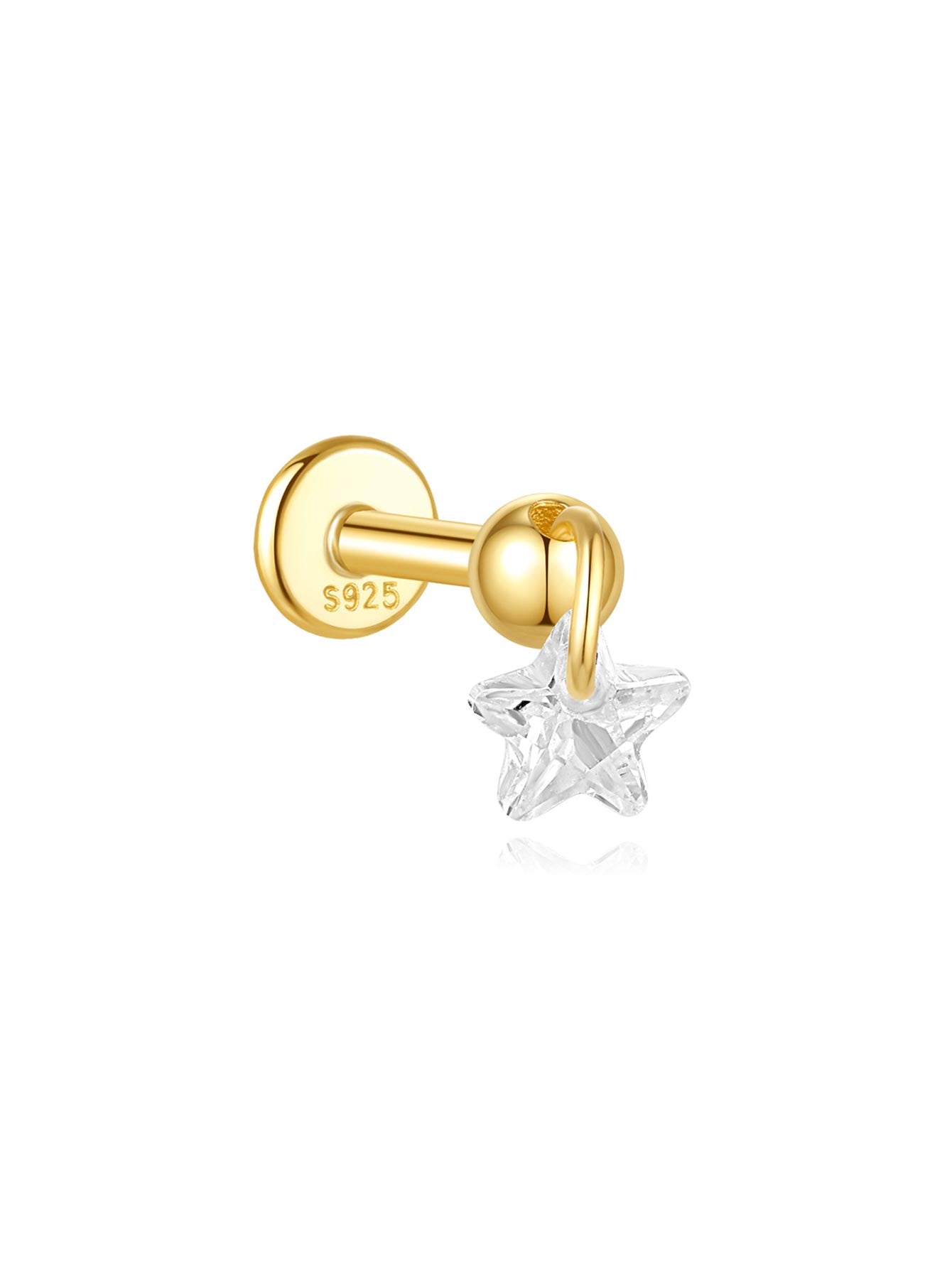 Waterproof Flower and Star Moon Stud Earrings with Cubic Zirconia - Zephora