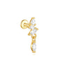 Waterproof Flower and Star Moon Stud Earrings with Cubic Zirconia - Zephora