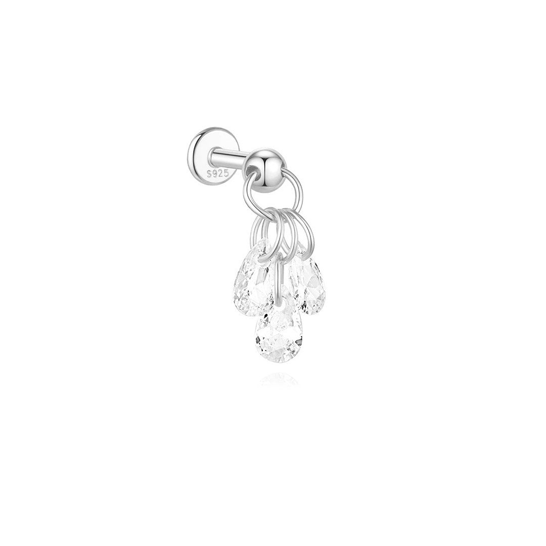 Waterproof Flower and Star Moon Stud Earrings with Cubic Zirconia - Zephora