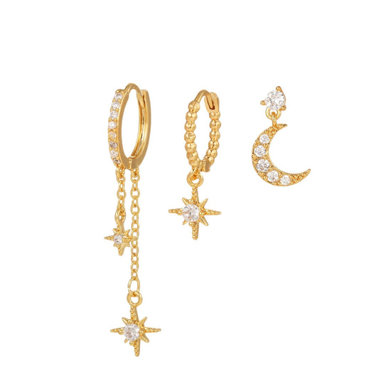 Celestial Moon and Star Jewelry Set with Cubic Zirconia -  Cicely