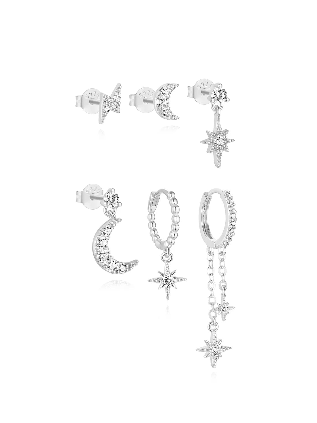 Celestial Moon and Star Jewelry Set with Cubic Zirconia -  Cicely