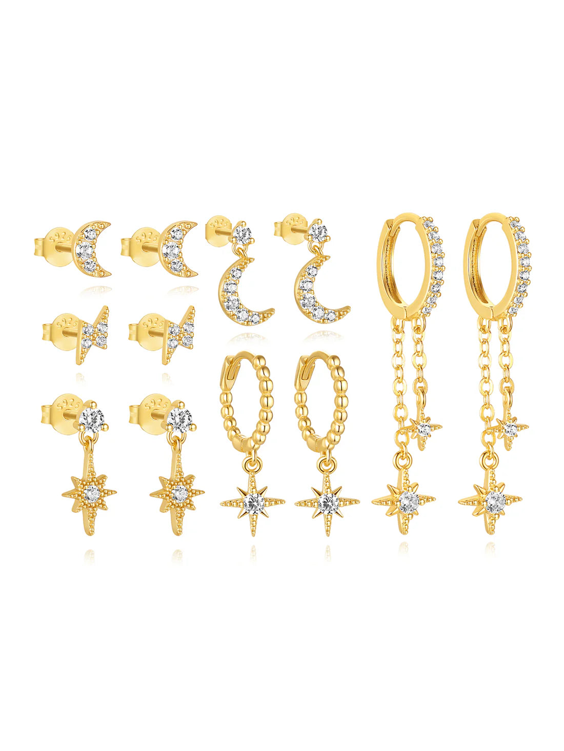 Celestial Moon and Star Jewelry Set with Cubic Zirconia -  Cicely