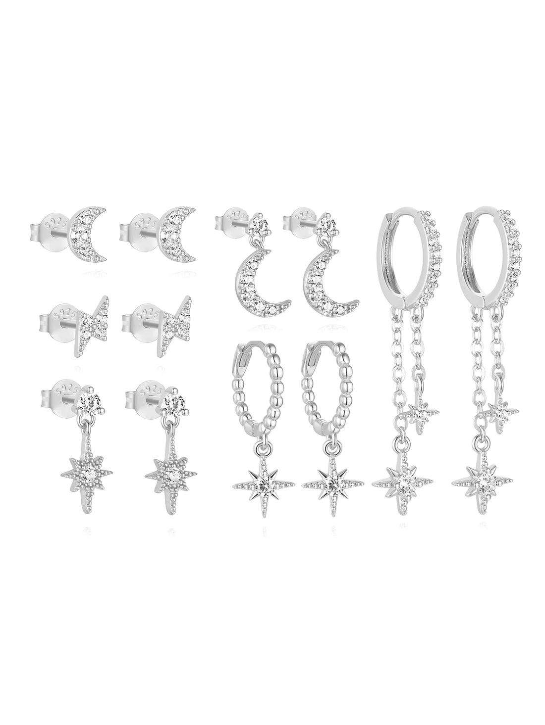 Celestial Moon and Star Jewelry Set with Cubic Zirconia -  Cicely
