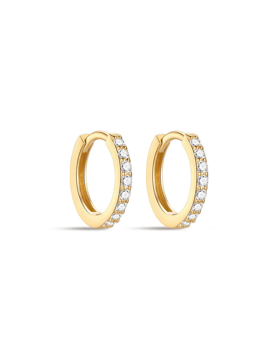 Classic Waterproof Pave Hoop Huggie Earrings with Cubic Zirconia – Margerye