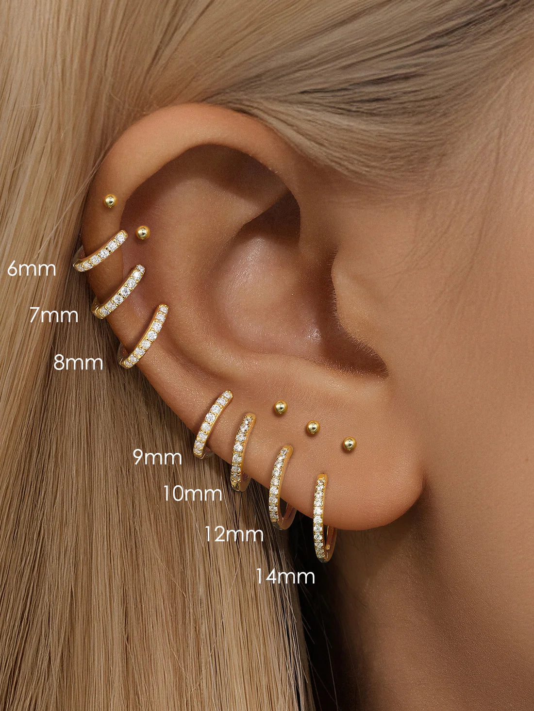 Classic Waterproof Pave Hoop Huggie Earrings with Cubic Zirconia – Margerye