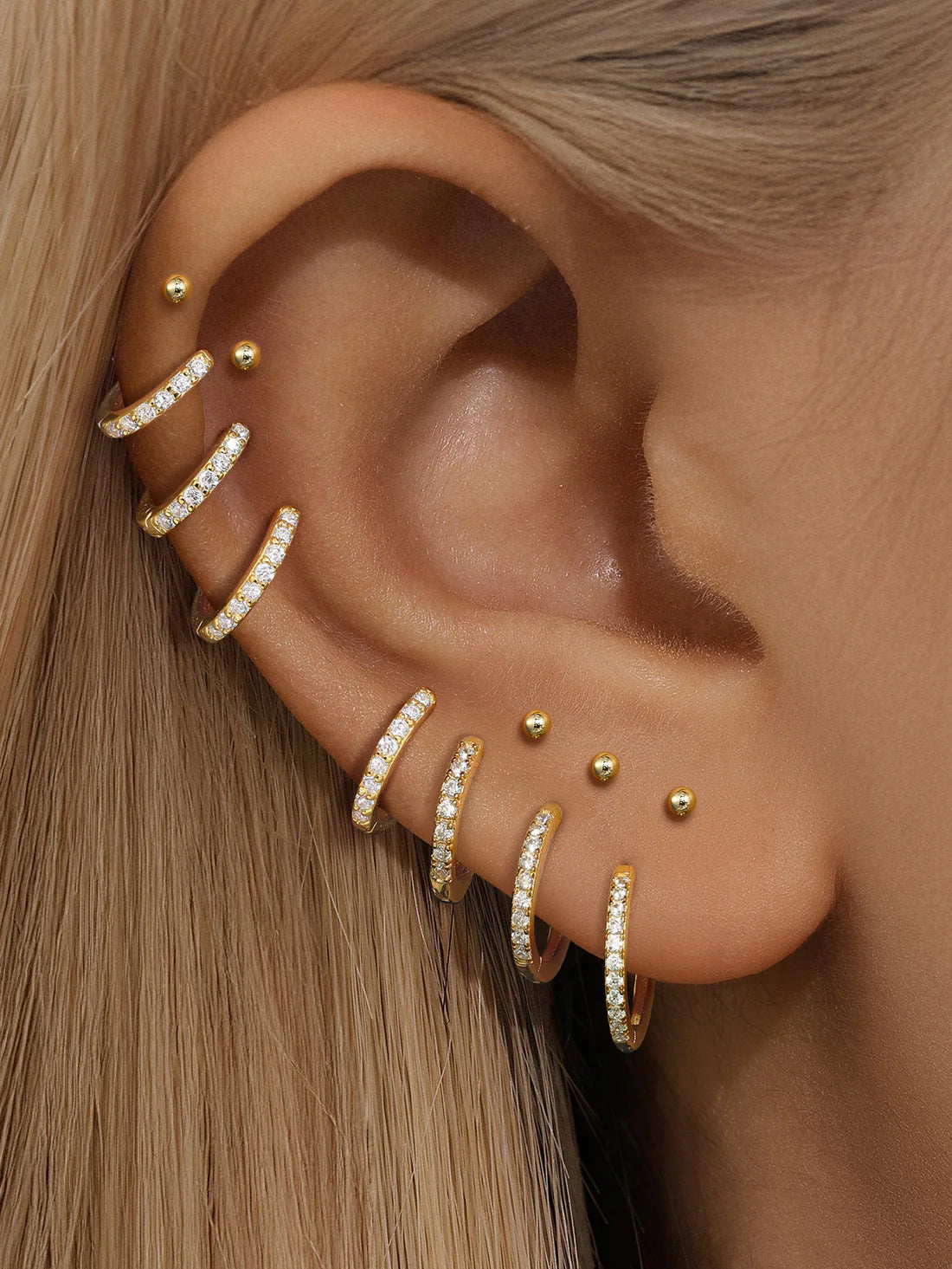 Classic Waterproof Pave Hoop Huggie Earrings with Cubic Zirconia – Margerye