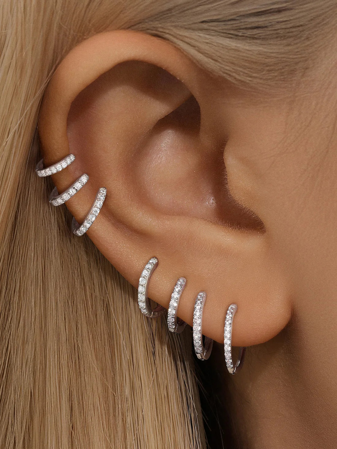 Classic Waterproof Pave Hoop Huggie Earrings with Cubic Zirconia – Margerye