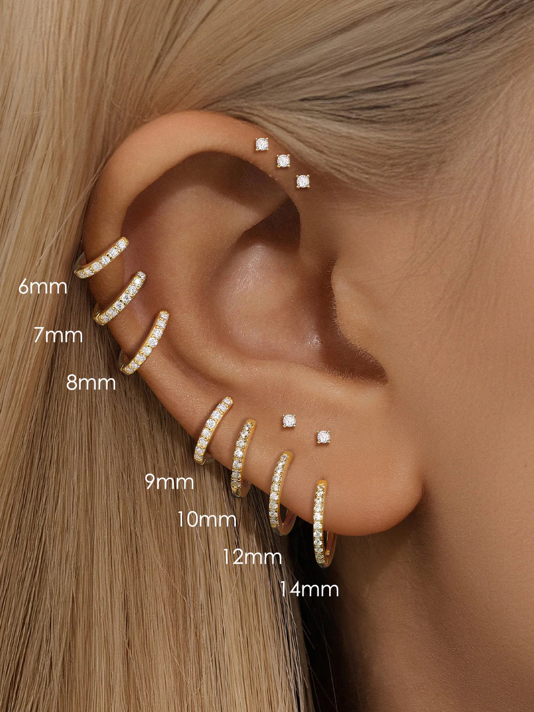 Classic Waterproof Pave Hoop Huggie Earrings with Cubic Zirconia – Margerye