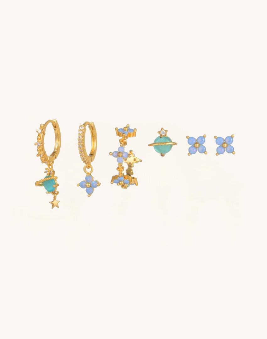 Elegant Flower Star Earrings with Cubic Zirconia - Joane