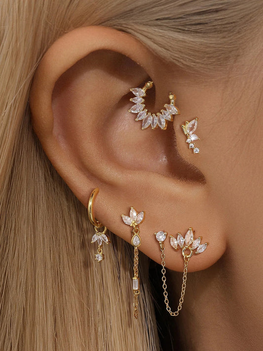 Elegant Flower Earrings with Cubic Zirconia - Harper