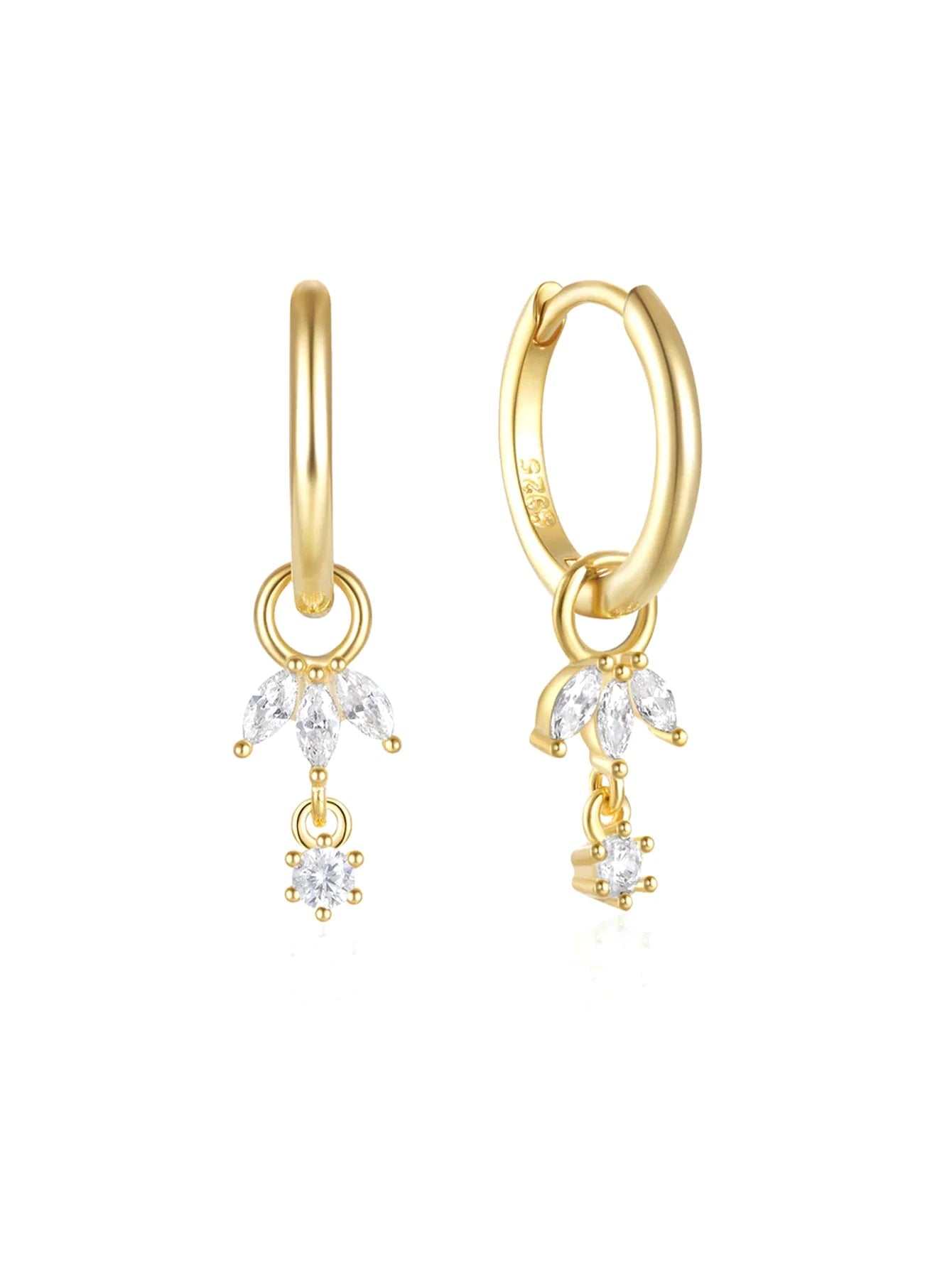 Elegant Flower Earrings with Cubic Zirconia - Harper