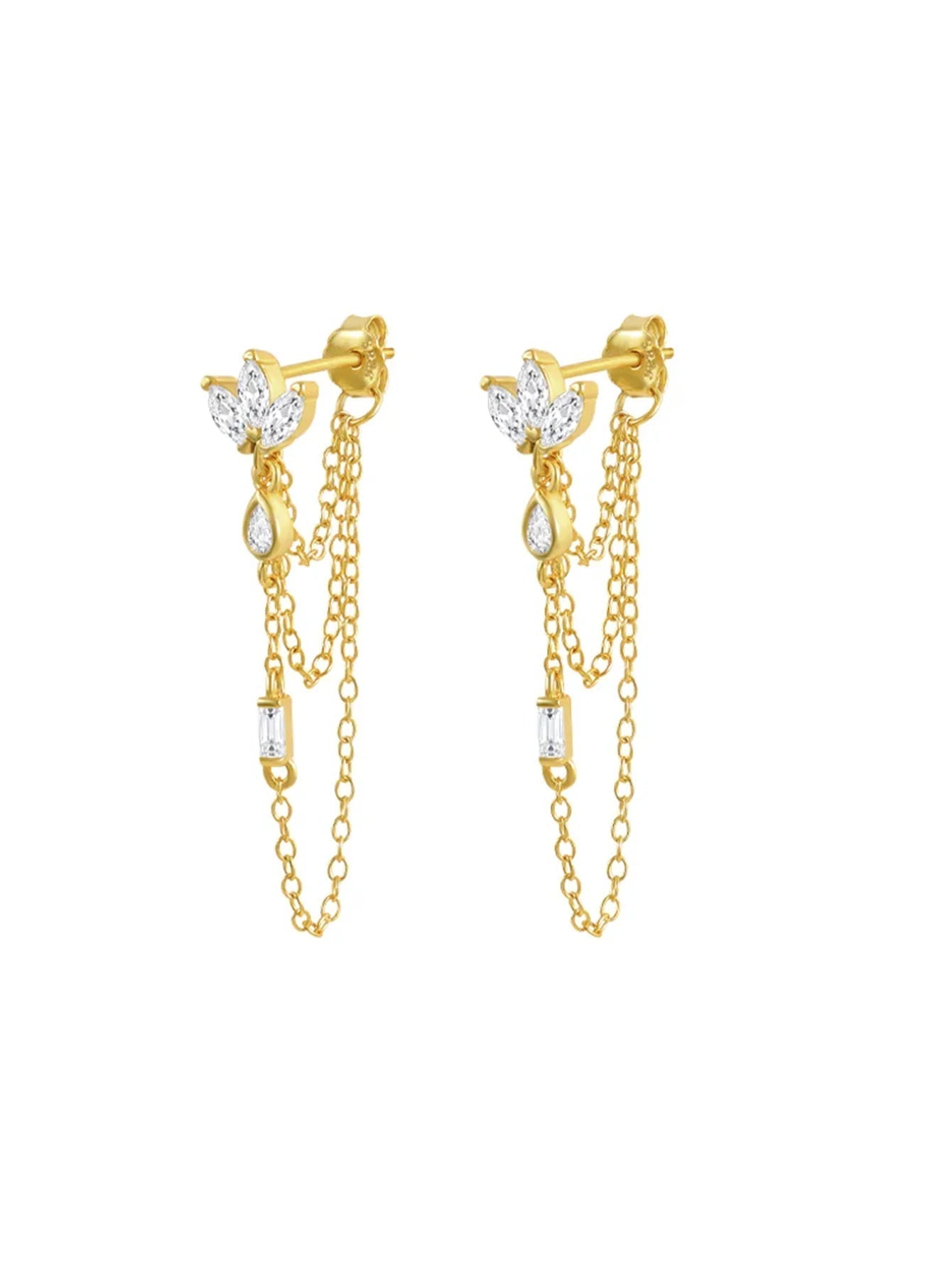 Elegant Flower Earrings with Cubic Zirconia - Harper