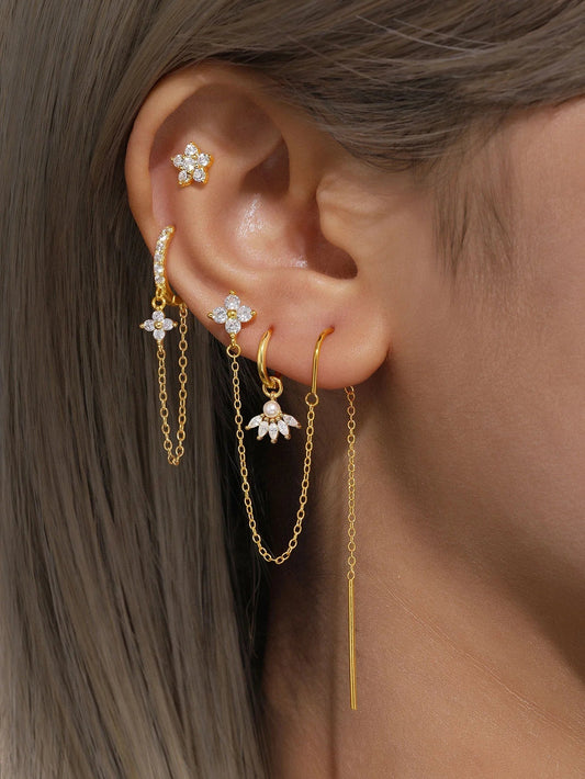 Elegant Flower Earrings with Cubic Zirconia – Georgia