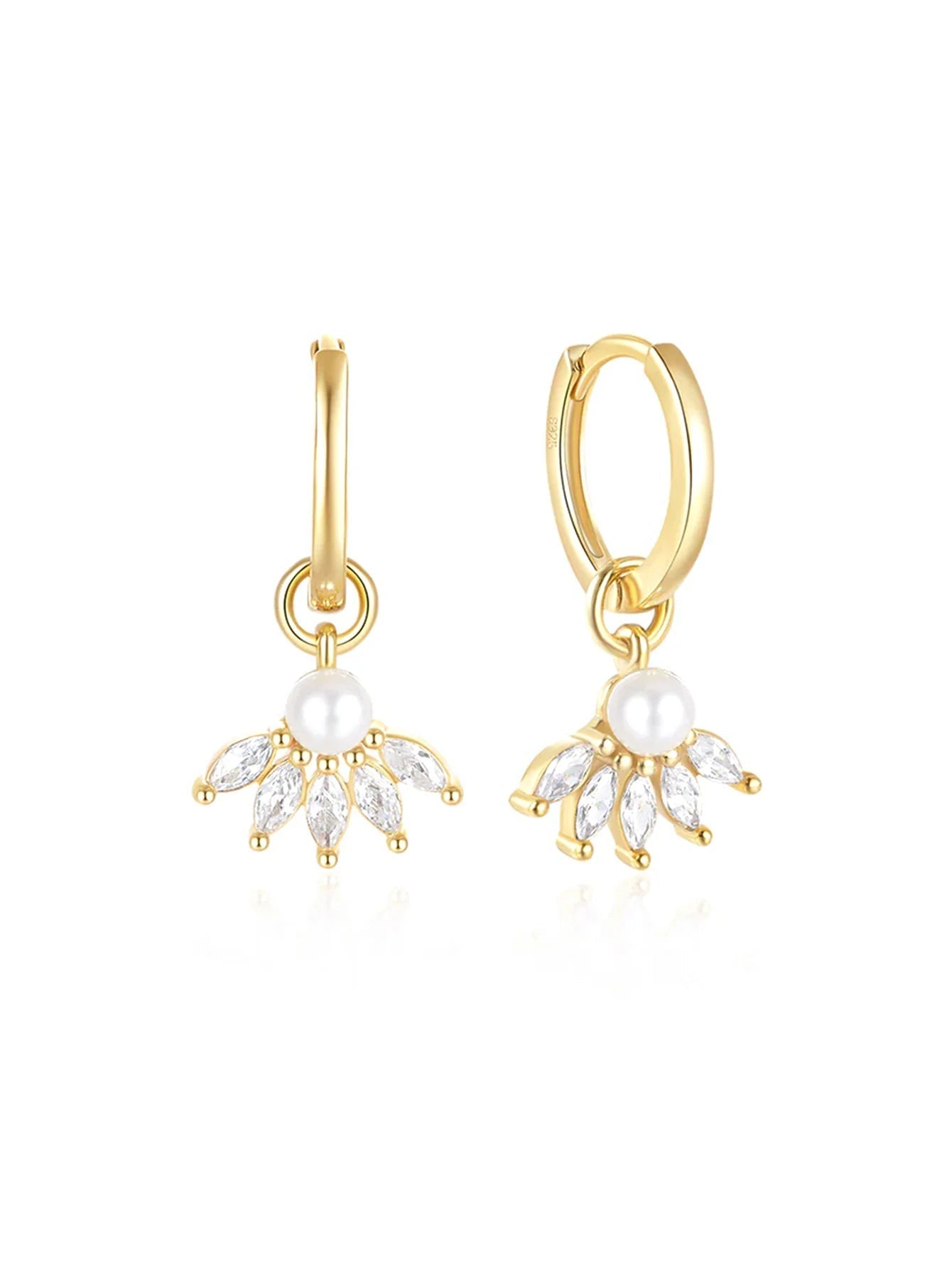 Elegant Flower Earrings with Cubic Zirconia – Georgia