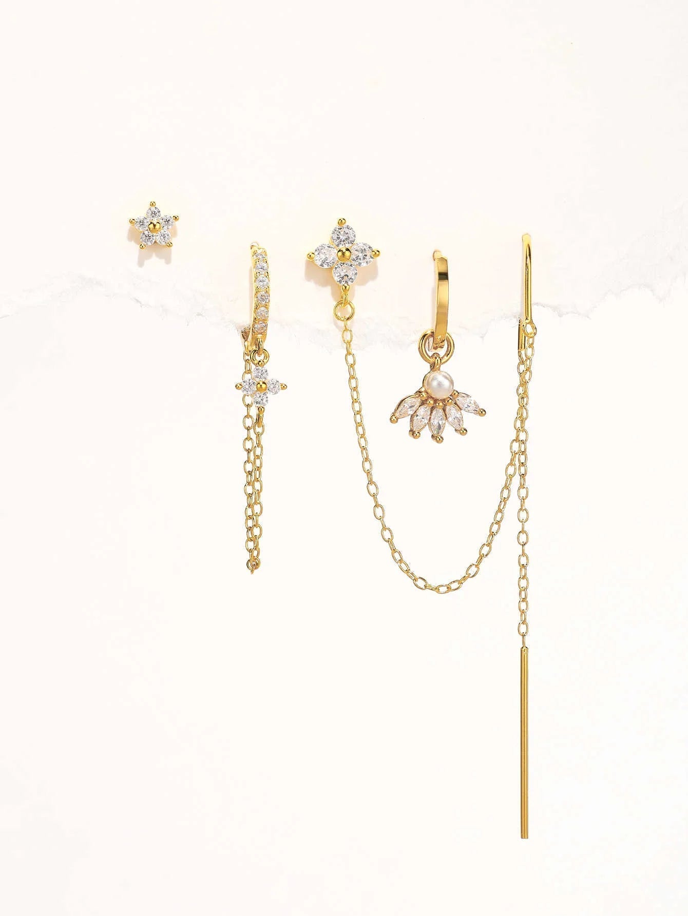 Elegant Flower Earrings with Cubic Zirconia – Georgia