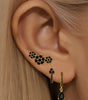 Elegant Flower Stud Earrings with Shiny Obsidian and  Cubic Zirconia - Hopkins