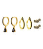Elegant Flower Stud Earrings with Shiny Obsidian and  Cubic Zirconia - Hopkins