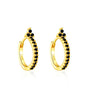 Elegant Flower Stud Earrings with Shiny Obsidian and  Cubic Zirconia - Hopkins