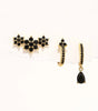 Elegant Flower Stud Earrings with Shiny Obsidian and  Cubic Zirconia - Hopkins