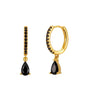 Elegant Flower Stud Earrings with Shiny Obsidian and  Cubic Zirconia - Hopkins