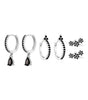 Elegant Flower Stud Earrings with Shiny Obsidian and  Cubic Zirconia - Hopkins